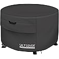 ULTCOVER Patio Fire Pit Table Cover Round 27 inch Outdoor Waterproof Fire Bowl Cover, Black