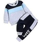 Tepuce Baby Boy Clothes Toddler Infant Boys Fall Winter Outfit Long Sleeve Multi-Color Sweatshirt Pants Set 2 PCS