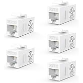 VCE UL Listed CAT6 Keystone Coupler PoE, White, 5-Pack | UL Listed |10Gbps High Speed | PoE Support｜Female to Female | CAT6/CAT5E/CAT5｜Ethernet Cable Extender