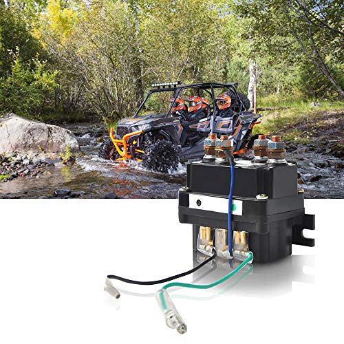 ATV UTV Solenoid Relay Winch Contactor Replacement, ISSYZONE 12V 400A Off-road Winch Rocker Thumb Switch with 6 Protecting caps for 2000-5000lbs Winch
