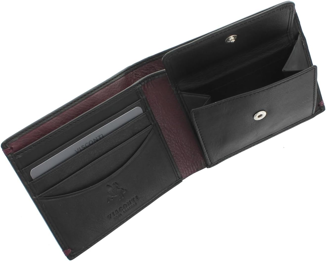 VISCONTI Alpine Collection MONTREUX Leather Wallet RFID Blocking AP62 Black/Burgundy - Image 3