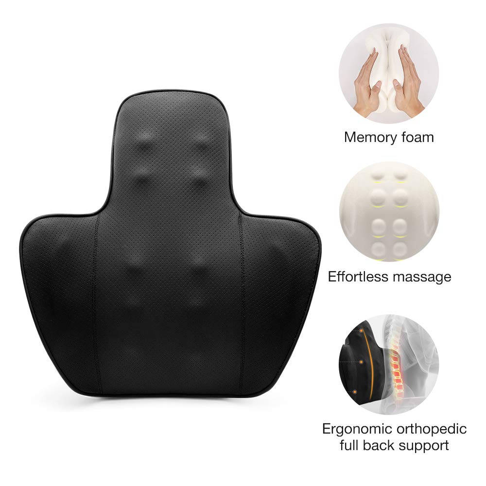 QUEES Car Lumbar Back Support Provide Massage Feature Office Chair Leather Cushion Back Pain Relief
