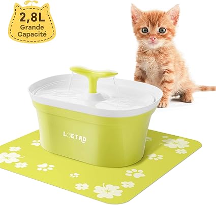 Loetad Fontaine à Eau Pour Chat 28l Distributeur Eau Pour Chat Style De Germes De Soja Automatique électrique Silencieux Tampon En Silicone Filtre à
