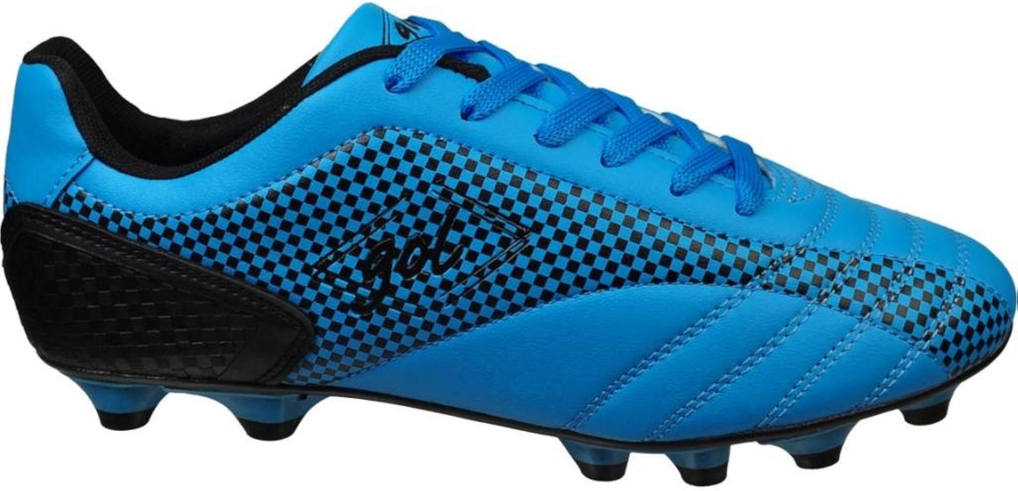blue and black soccer shoes
