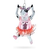 Elegant Cow Dancing Ballet Blown Glass Christmas Ornament