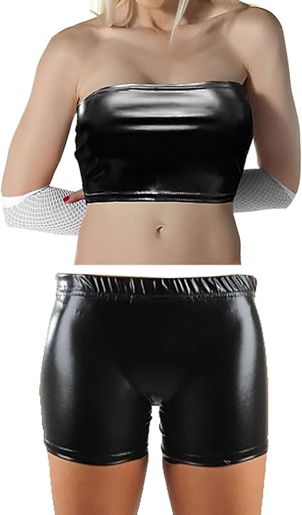 black shiny hot pants