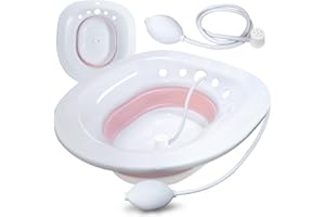 CLBXZWC Sitting Bathtub for Hemorrhoids, Toilet Sitting Bathtub, Postpartum Cleaning Basin for Pregnant Women, and Physiological Cleaning Basin for Women, with Folding Suspension. (Pink + Rinse)
