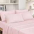 HOMEIDEAS Queen Size Bed Sheets - 6 Piece Set (Pale Pink) - Extra Soft Brushed Microfiber 1800 Bedding Sheets, Deep Pocket, Wrinkle & Fade Free