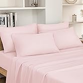 HOMEIDEAS Queen Size Bed Sheets - 6 Piece Set (Pale Pink) - Extra Soft Brushed Microfiber 1800 Bedding Sheets, Deep Pocket, Wrinkle & Fade Free