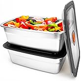 2 PCS Stainless Steel Food Storage Containers(67oz) with Lids Leak Proof & Airtight | Stainless steel freezer Containers,Airtight Bento Lunch Box,For Meal Prep,Fruit,Freezer