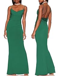Capuffy Women Drape Neck Formal Maxi Dresses Lace