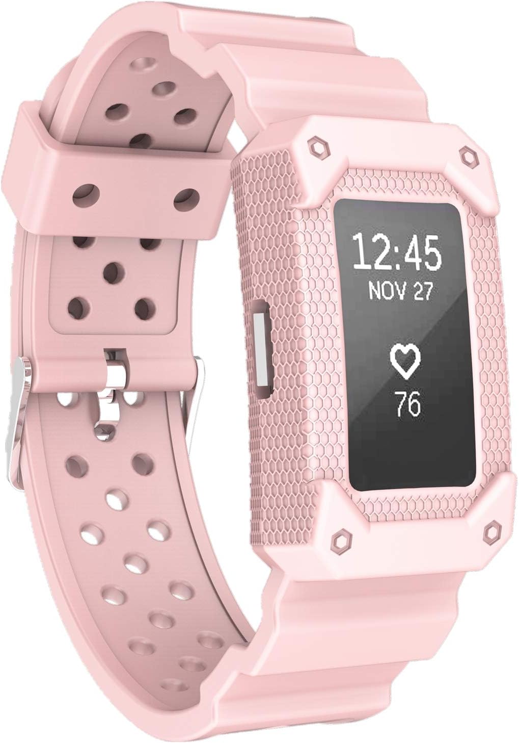 MORETEK for Charge2 Band Tough Hard Hybrid Cover Dual Layer Armor Defender Case Wrist Strap for Fitbit Charge 2 Replacement Bands