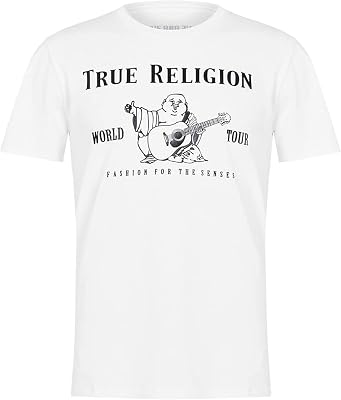 , T-Shirt da Uomo a Maniche Corte con Buddha, Bianco Ottico., L