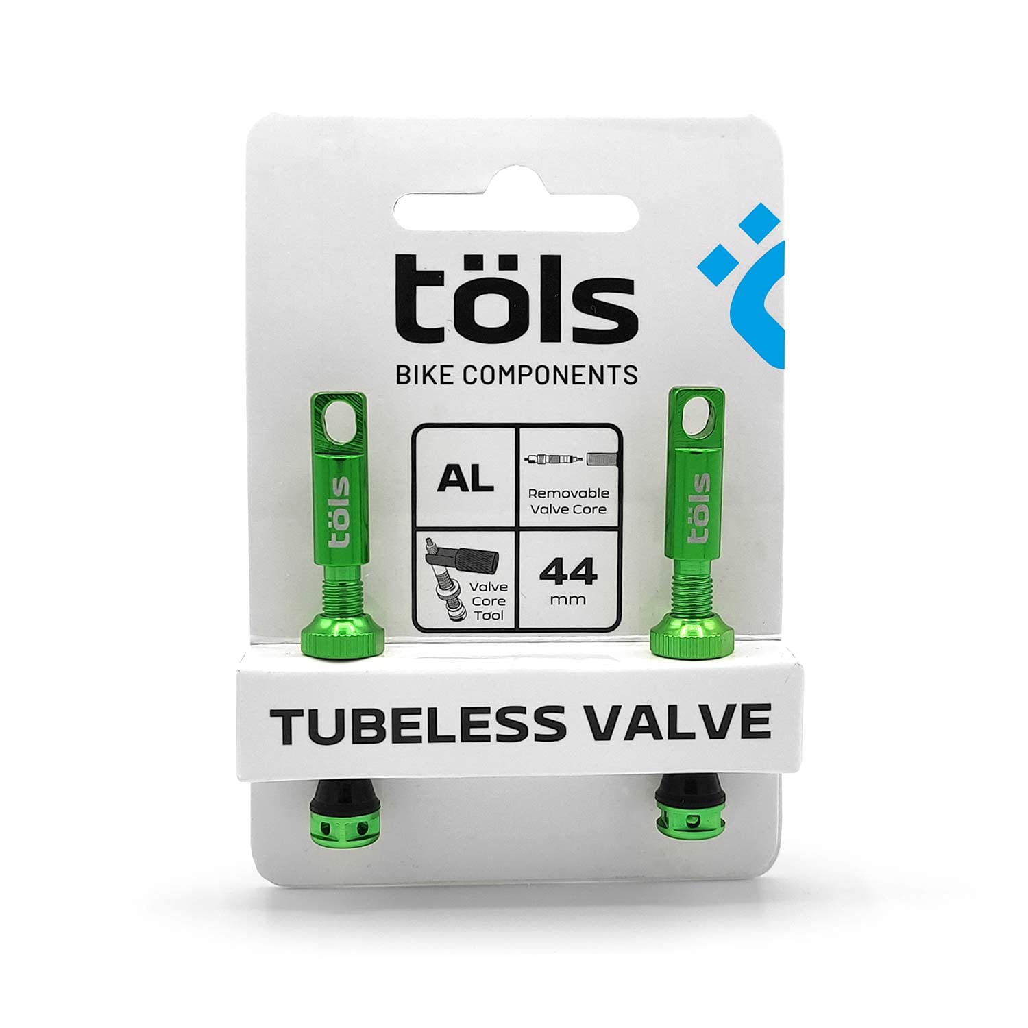 TÖLS Tubeless MTB Valve 44 mm | Tubeless Presta Valve, Puncture Repair Kit | MTB Tool for Bike Tires | Thin Bike Plugs, Green