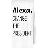 ERYBHKRTYH Funny Gifts Kitchen Towels - Funny Decorative Waffle Dish Towels, Change The President Hand Tea Towel, 16x24 Inches