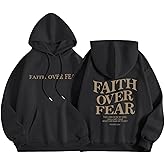 Sulayesh Faith Over Fear Hoodie for Women Christian Jesus Inspirational Sweatshirts Religious Oversized Graphic Pullover Tops