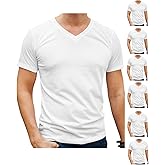 BROOKLYN VERTICAL Mens 6-Pack V Neck Undershirts Short Sleeve Cotton Round Neck Soft Comfortable Cotton Size S-3XL