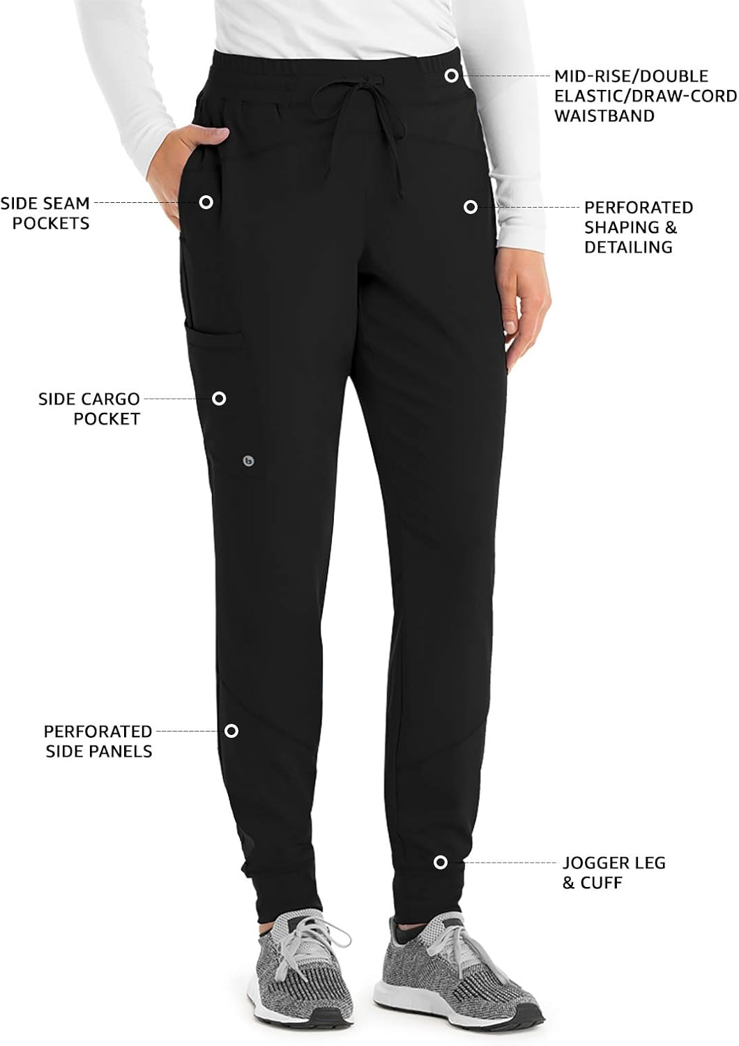 BARCO ONE 3-Pocket Boost Jogger Pant for Women– 4-Way Stretch Medical Scrub Pant: Clothing