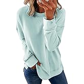 Dokotoo Women's Casual Crew Neck Sweatshirt Loose Soft Long Sleeve Pullover Tops