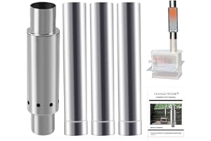CHANGE MOORE 2.36in Secondary Burning Tent Stove Chimney Pipe with 3pcs Extension Chimney Set, 0.9mm Smokeless Thickened Stainless Steel Stove Pipe for Hot Tent Stove, Camping Stove Chimney Pipe Sets