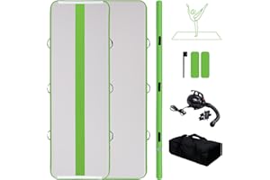 Tuxedo Sailor Inflatable Gymnastics Mat with Electric Pump, Storage Bag, Repair Kit–Air Mat for Home Training, Cheerleading, Yoga