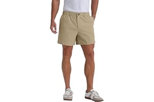 Askdeer Men's 5.5" Shorts Classic-fit Casual Elastic Waistband Shorts Summer Walking, Office, Daily Wear with Multi-Pockets