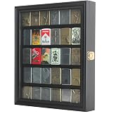 30 Lighters Display Case Wall Cabinet Compatible with Zippo Lighters Military Sport Collectible Match Book Black Frame