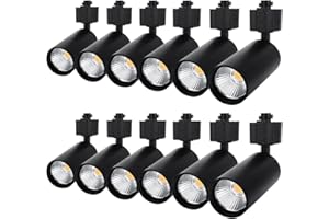 VAYANNKSUN LED Track Lighting Heads 12 Pack 800lm H Type 7W Dimmable Track Lights Replacement Fixtures Bright 3000K Warm White Ceiling Spotlight for Accent Art Task, Flicker Free CRI90+ 24° Black Track Lighting