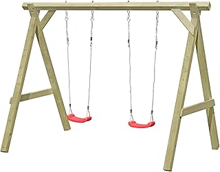 Gartenpirat Schaukelgestell Holz-Schaukel Premium 1.2 mit 2 Schaukelsitzen, TÜV
