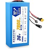 H HAILONG 36V 7.8Ah Rechargeable Power Pack, Waterproof Built-in 20A BMS, 42V 2A Adapter Included for 200-500W System