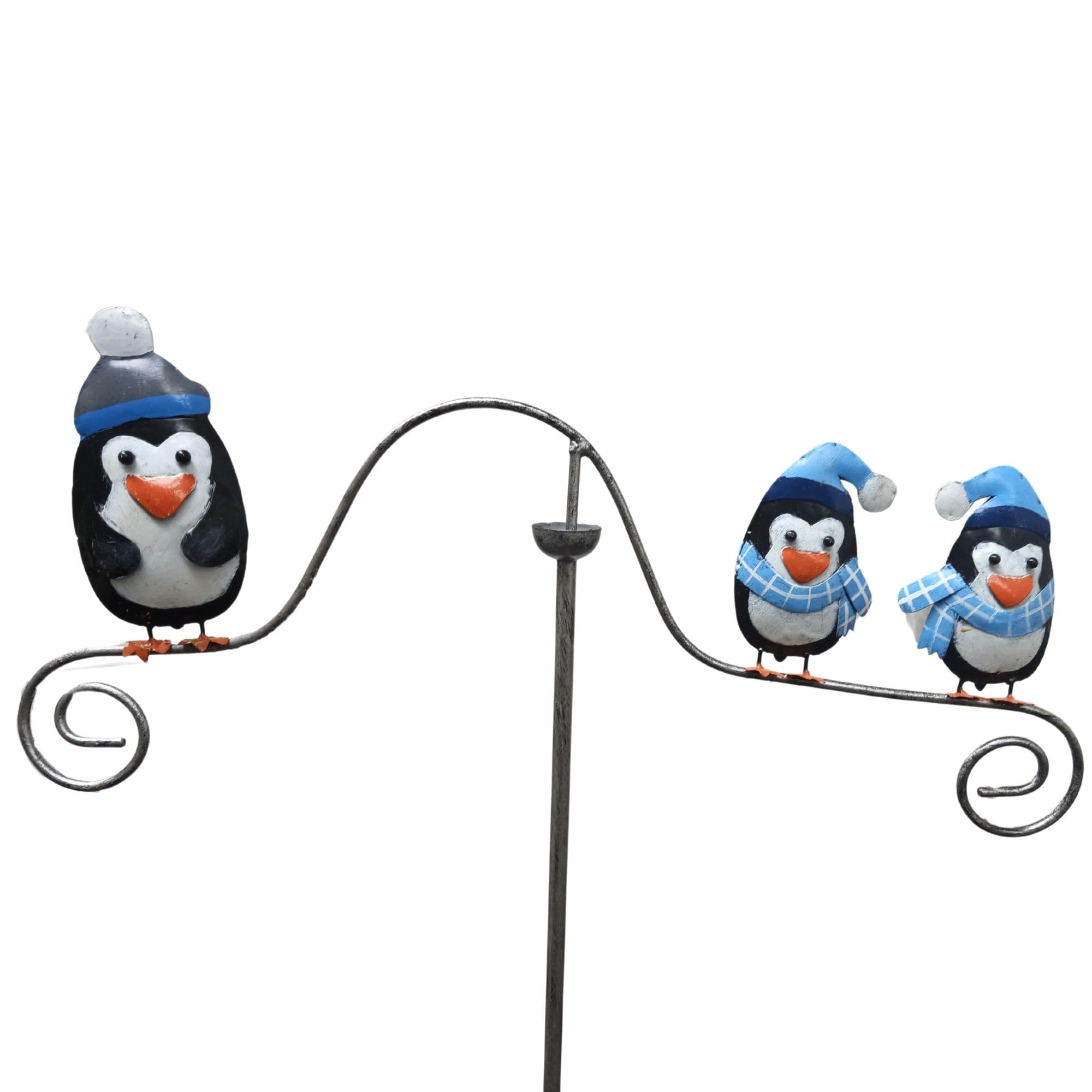 Penguin Family Wind Spinner, Outdoor Garden Decor, Metal Balance Stake