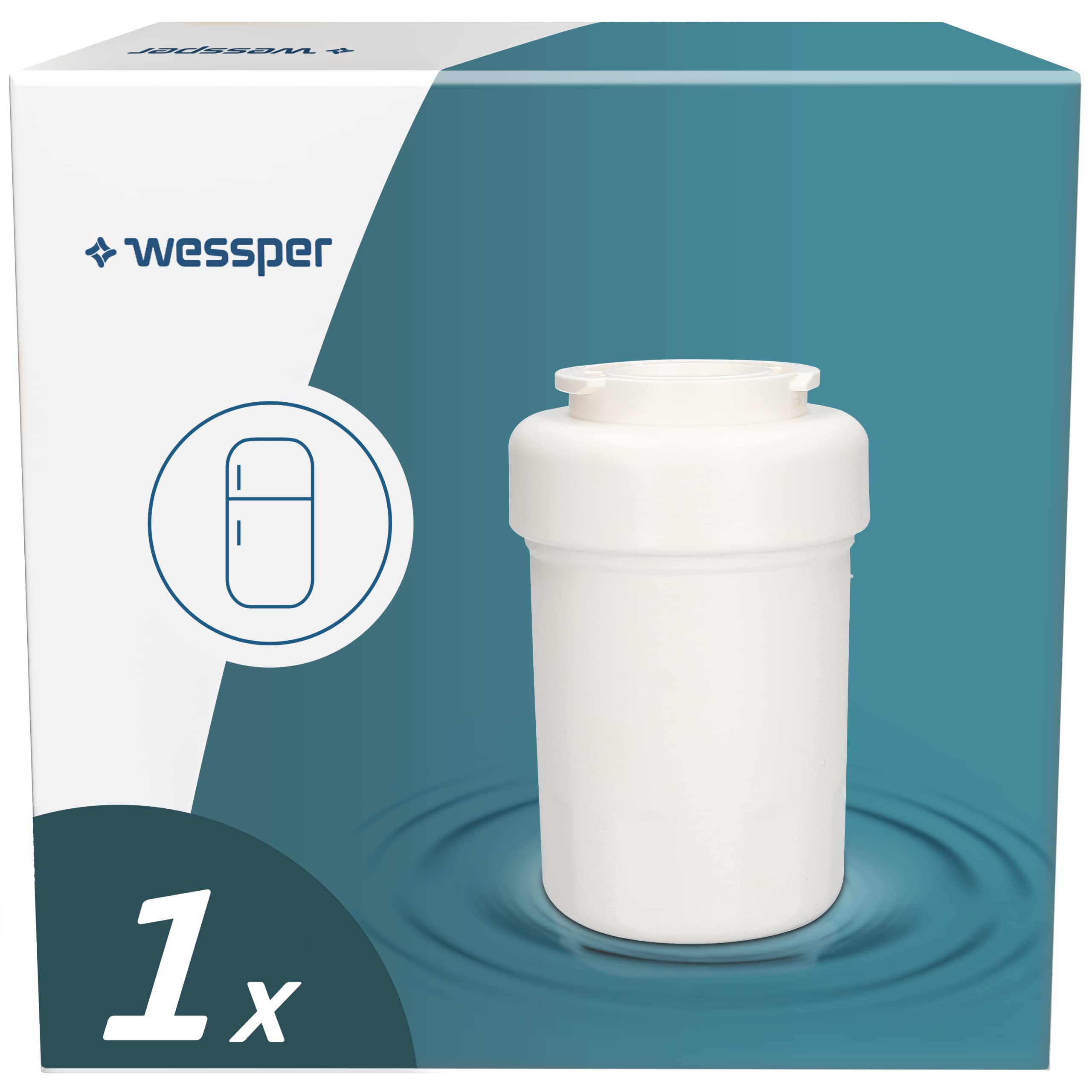 Wessper® Aqua Crystalline Fridge Freezer Water Filter Replacement for General Electric GE Smartwater: MWF GE MWF MWFA MWFAP MWFDS MWF-INT MWFP GWF GWF01 GWF06 GWFA GWFDS 53-WF-07GE WF07 101057A