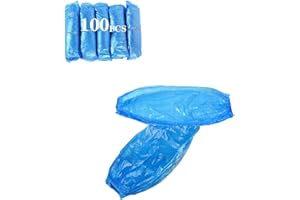 Aisetmoon 100 Pcs Disposable Oversleeves Covers, Plastic Oversleeves Protector PE Sleeve, Elastic on Cuff for Arm Protection,