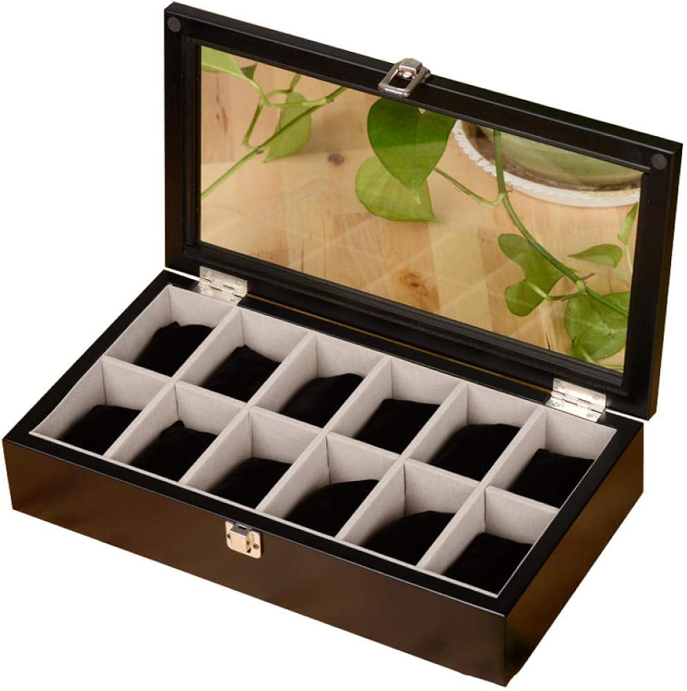 FIONAT Watch Box Jewelry Boxes Men Women Travel Gift Wooden Retro Glass