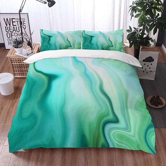 Bedsure Funda Nórdica,Piedra Turquesa Verde Resumen Ágata Mármol Mapa