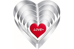 Q-BAKER 5 Pieces Heart Cookie Cutter Set Valentine’s Day Heart Shapes Stainless Steel Cutters Molds for Anniversary, Bridal, Engagement and Valentine,Wedding,Baking Gifts