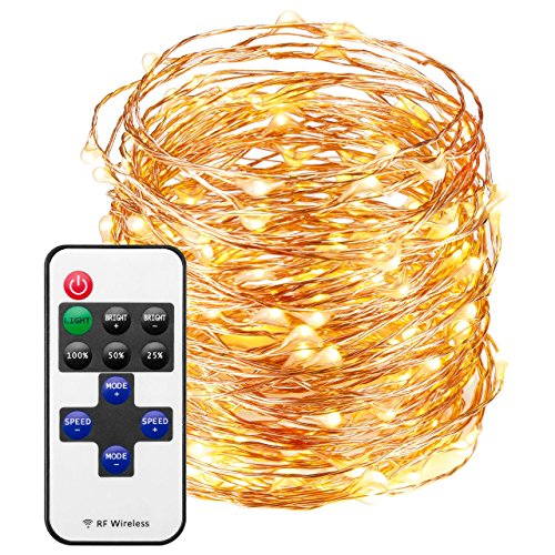 Mpow [Upgraded] 200 LED String Lights Dimmable with Remote Control, 66ft Copper Wire Lights, Waterproof LED String Lights for Gardens, Patio, Lawn, Parties and Indoor