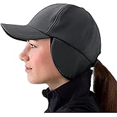 Women's Winter Beanie Cap Waterproof Reflective Fleece Ponytail Hat with Drop Down Ear Warmer Warm Earflap Hat Ball Cap Running Cold Weather Hats Skull Skiing Cap Snow Visor Hat