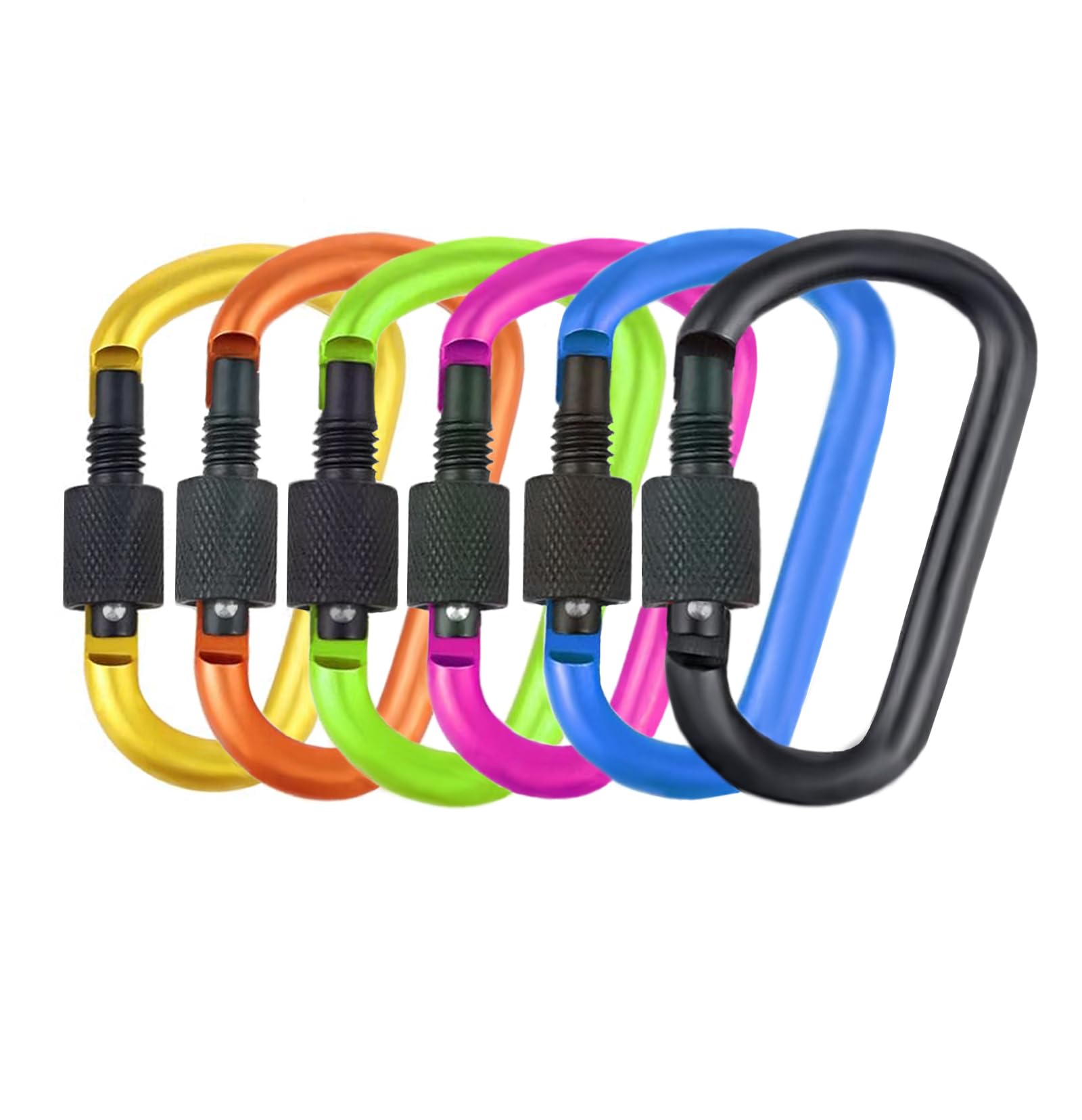 6Pcs Carabiner Clip, Aluminum Alloy D Ring Locking Carabiner Key Chain Clip Hook for Outdoor Camping, Hiking, Traveling, Fishing, Backpack