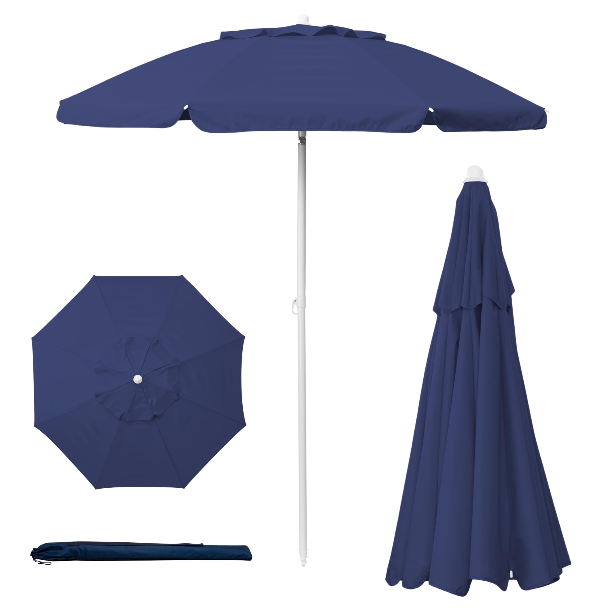 PICNIC TIME ONIVA - a Brand Outdoor Canopy Sunshade Beach Umbrella 5.5' - Small Patio Umbrella - Beach Chair Umbrella, (Navy Blue)