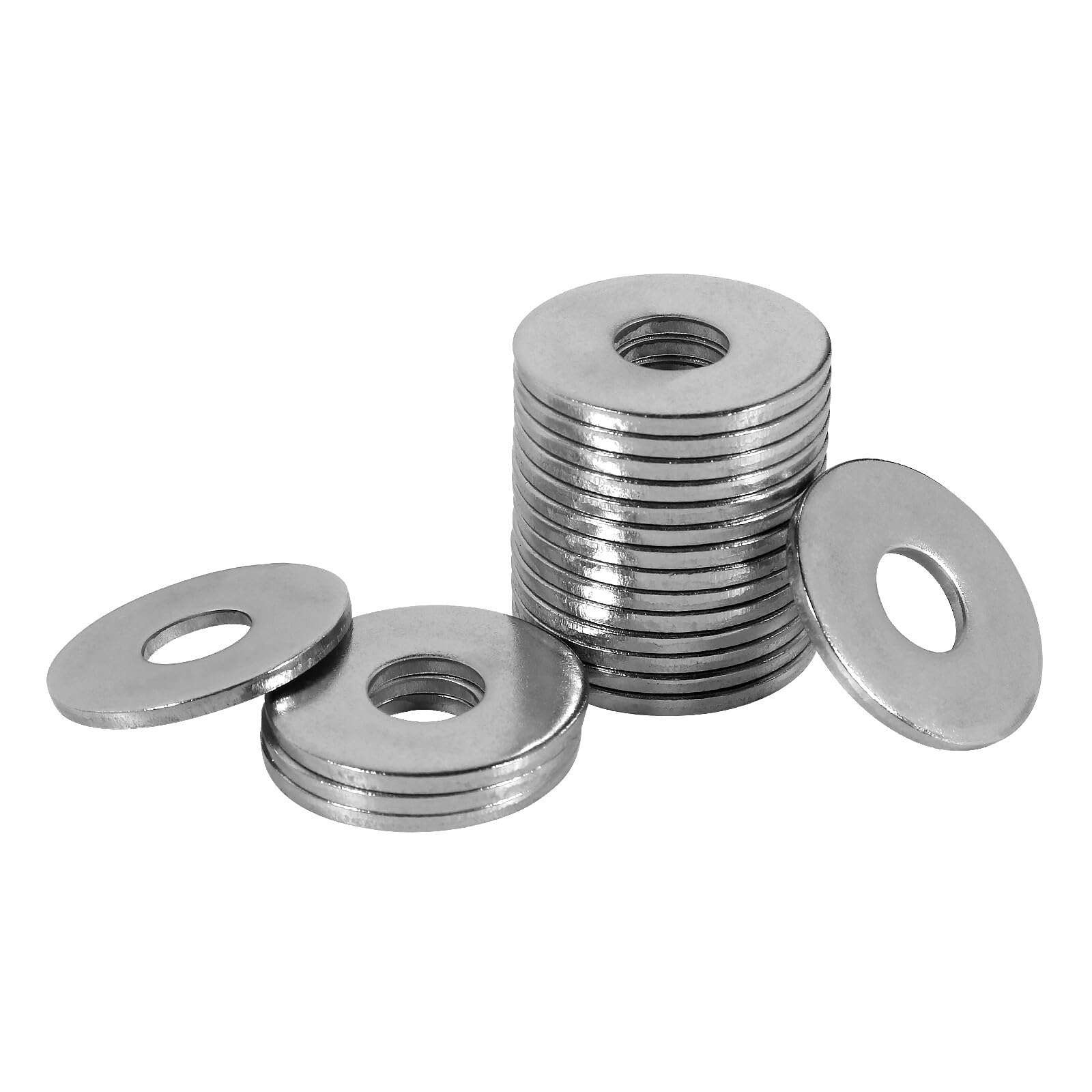 FOMGIIN Flat Penny Washer M5 x 15mm, A2 304 Stainless Steel Washers, Flat Repair Washer, Large Metal Washers, Round Washers for Screws & Bolts (Pack of 100)
