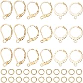 Beebeecraft 30Pcs 3 Styles Leverback Earring Findings 24K Gold Plated 304 Stainless Steel Interchangeable French Huggie Hoop Earring Hooks Clasp Ear Wire for Jewelry Making Supplies