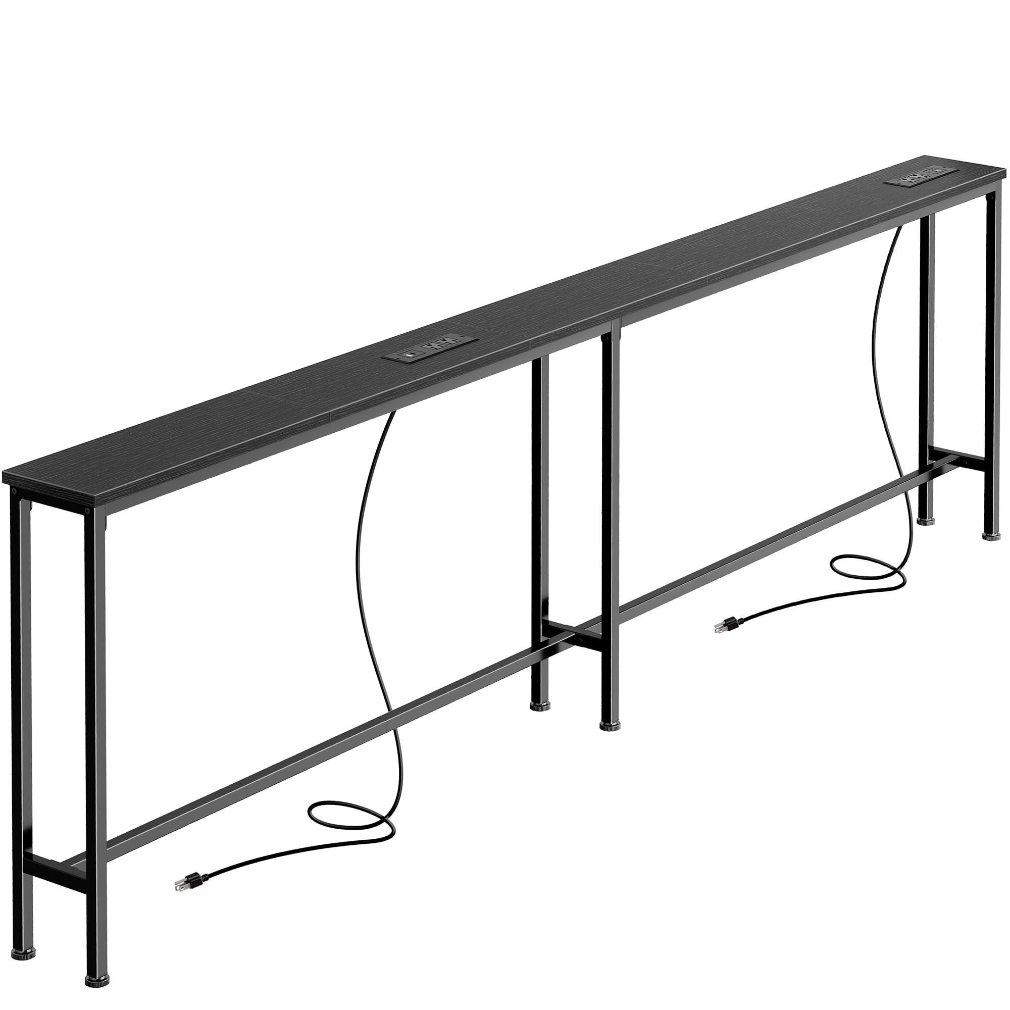 Photo 1 of SUPERJARE 79 Inch Sofa Table with 2 Power Outlets and USB-C Ports, 5.9 Inch Narrow Console Table with Storage, Long Entryway Hallway Couch Table Behind Sofa, Small Spaces, Living Room, Black