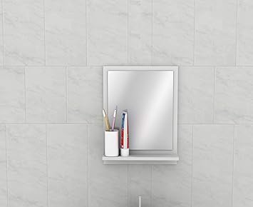 Buy Lycka Bathroom Wall Mounted Hanging Mirror With Shelf Makeup Mirror Vanity Mirror For Dressing Room Washroom Bedroom Modern Concise White Finish Small Online At Low Prices In India Amazon In