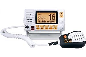 Uniden UM725G Marine VHF Radio, All USA, Canada, and Intl. Marine Channels, 1Watt/25Watt Transmit Power, Largest LCD Screen in Class, NOAA Weather Channels w/Alerts, Speaker Mic, GPS Built-in.