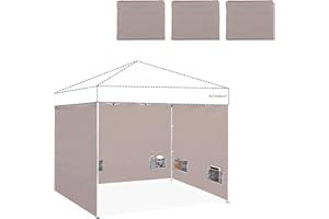 SANWAY Canopy Sidewalls 10x10, 3 Pack - with Storage Pockets (Beige, Splicable)