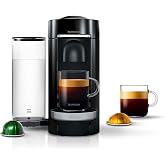 Nespresso Vertuo Plus Deluxe Coffee &amp; Espresso Maker by De'Longhi, Black | Piano black coffee machine. Brews 4 cup sizes: 5 and 8 oz. coffee, plus single and double espresso, at the touch of a button.