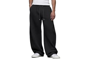 Susclude Mens Baggy Sweatpants, Wide Leg Elastic Waist Drawstring Stretch Joggers, Cotton Casual Lounge Loose Track Pants