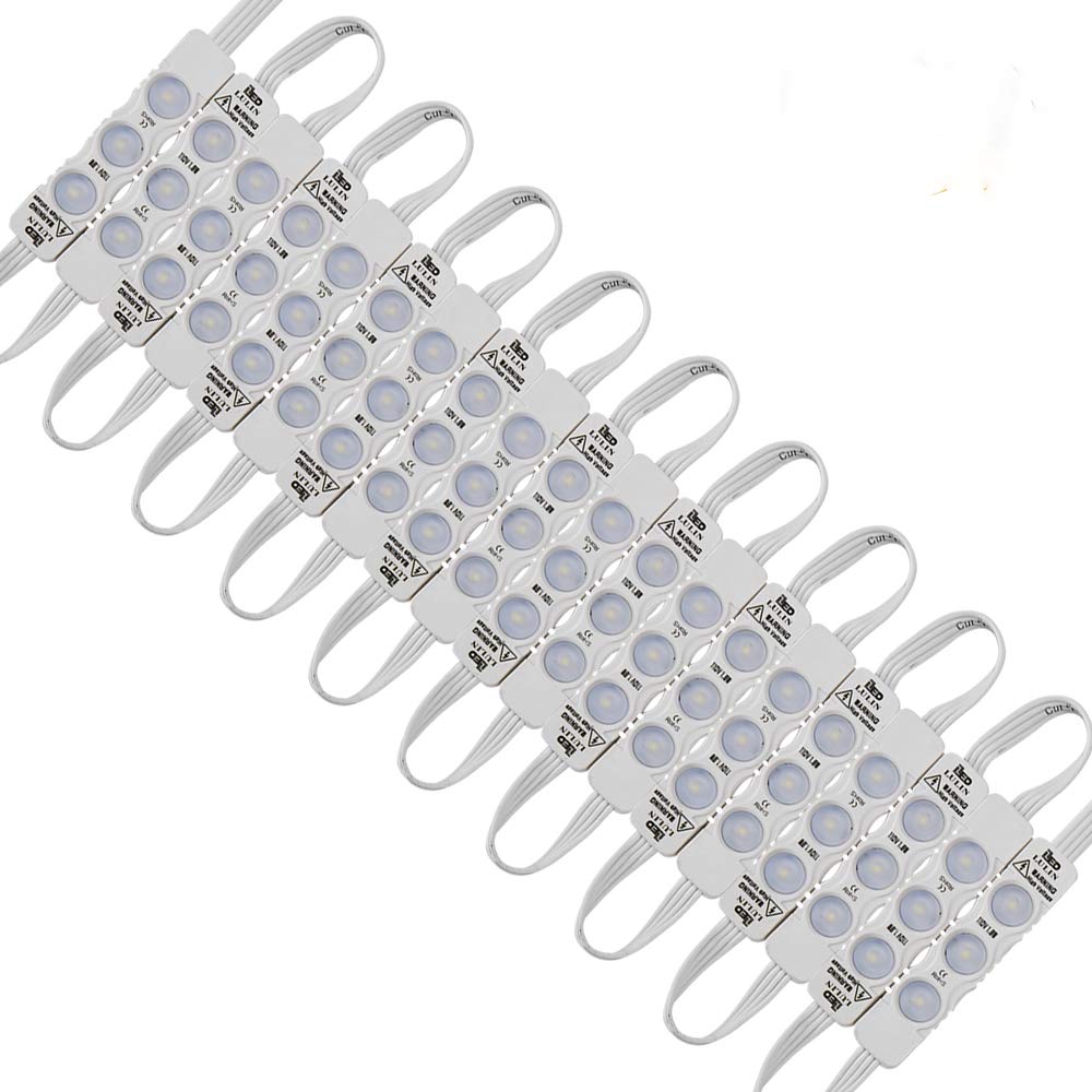 Lulin Upgraded 100PCS Led Module Strip Lights White, 54ft AC110V SMD 3 LED Module Light for Letter Sign Advertising Signs Storefront Garage with Tape Adhesive Backside