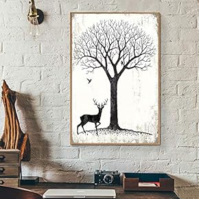 Framed Canvas Wall Art for Living Room, Bedroom Tree Illustration II Canvas Prints for Home Decoration Ready to Hang - 16x24 inches